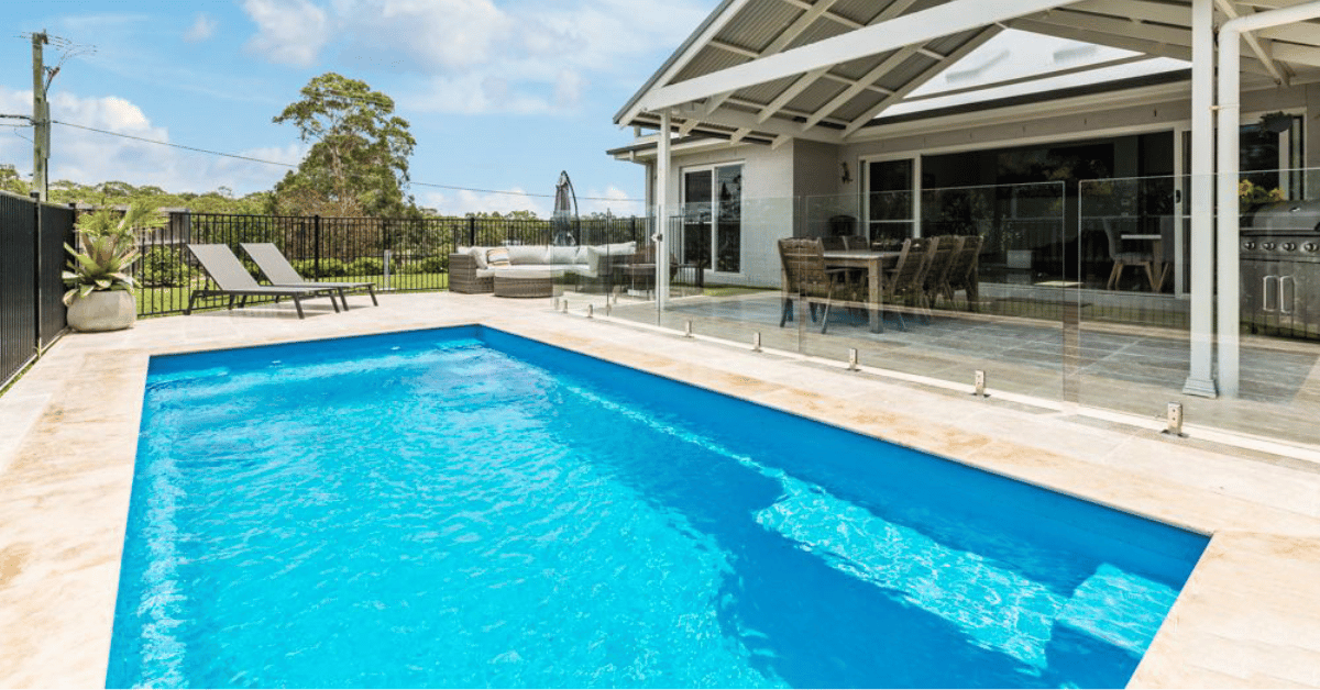 Our Nova 6m Fibreglass Pool in Pacific Blue Spice 