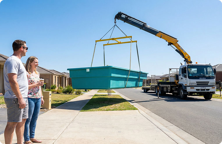 melton fibreglass pool delivery